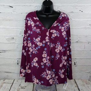 Style & Co Plus Floral Print Twisted Neckline Top